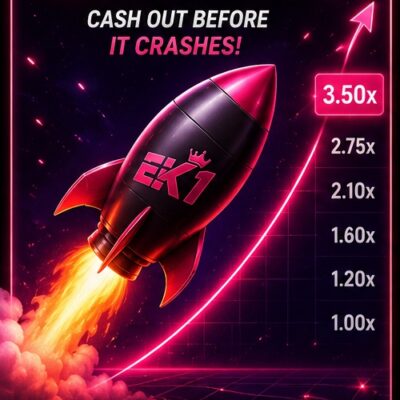 Crash game thumbnail — rocket multiplier cash-out game