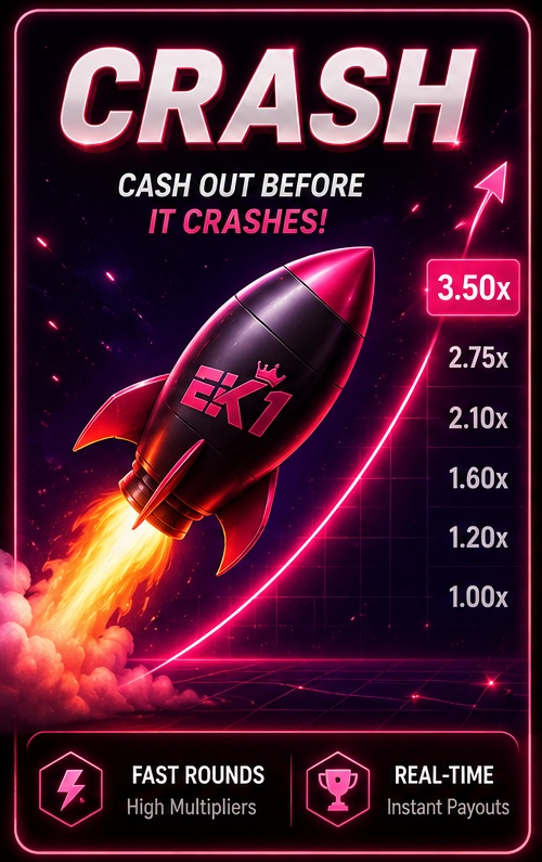 Crash game thumbnail — rocket multiplier cash-out game