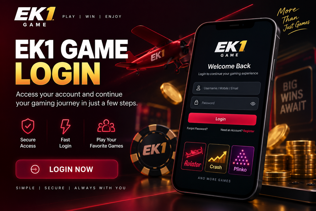 EK1 Game login guide with mobile account access screen